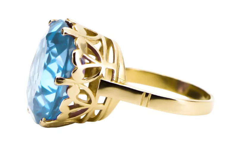 Aquamarin 14 Karat Gelbgold Ring Vintage vrc130y